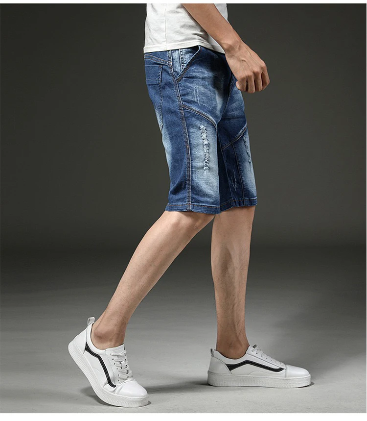 

High Quality Denim Shorts Knee Length Jeans Men Summer Casual Shorts Jean Homme