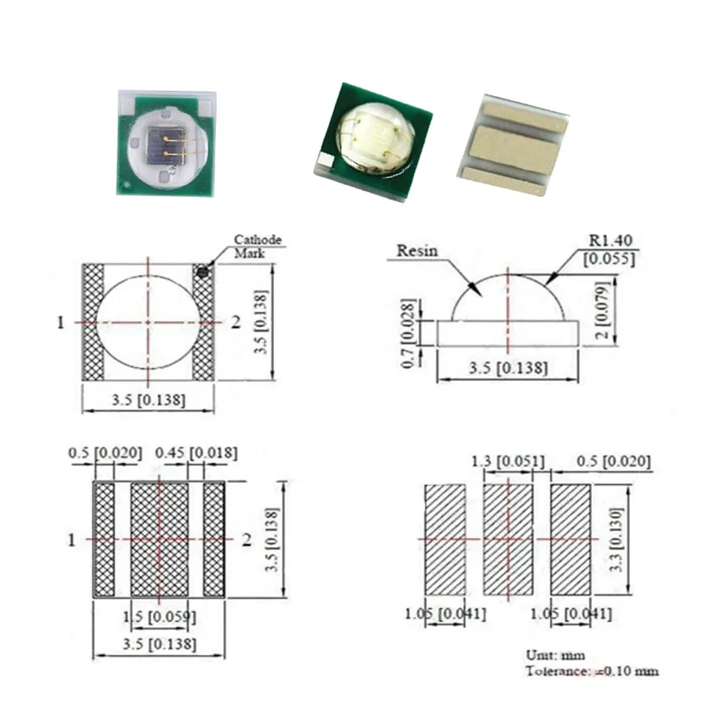 УФ светодиод SMD3535 3 Вт 365 нм 380 390 395 400 410 420 ультрафиолетовые светодиодные диоды|uv led