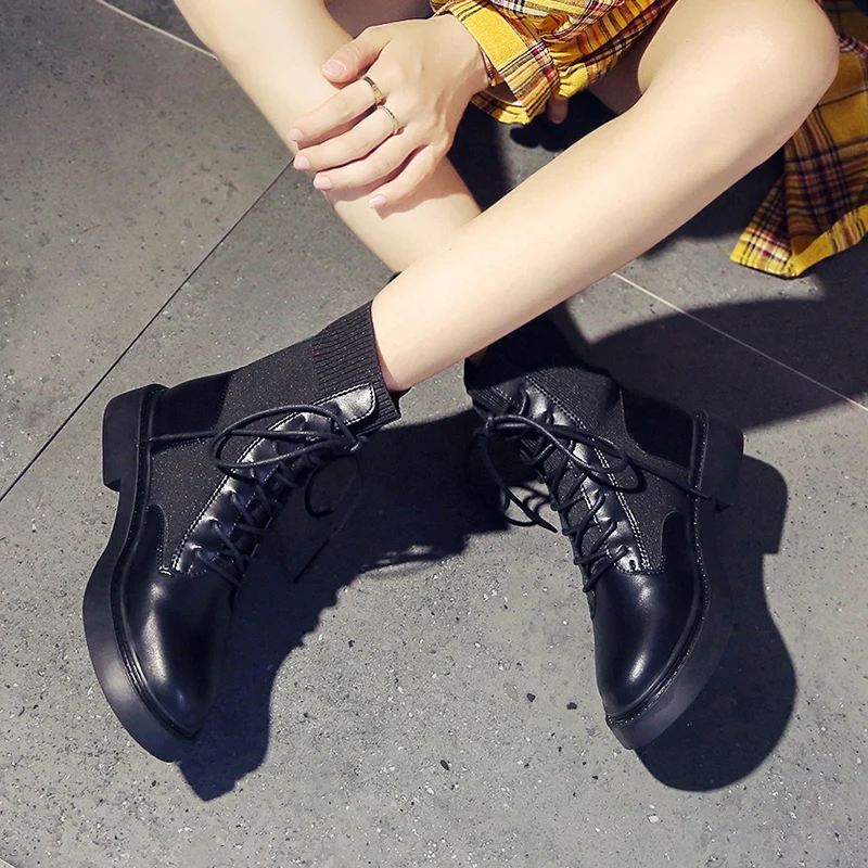 

Fashion New Women Winter Snow Boots Bottes Pour Dames Lace Up Waterproof Ankle Boots for Women Fashion Female Martin Boots