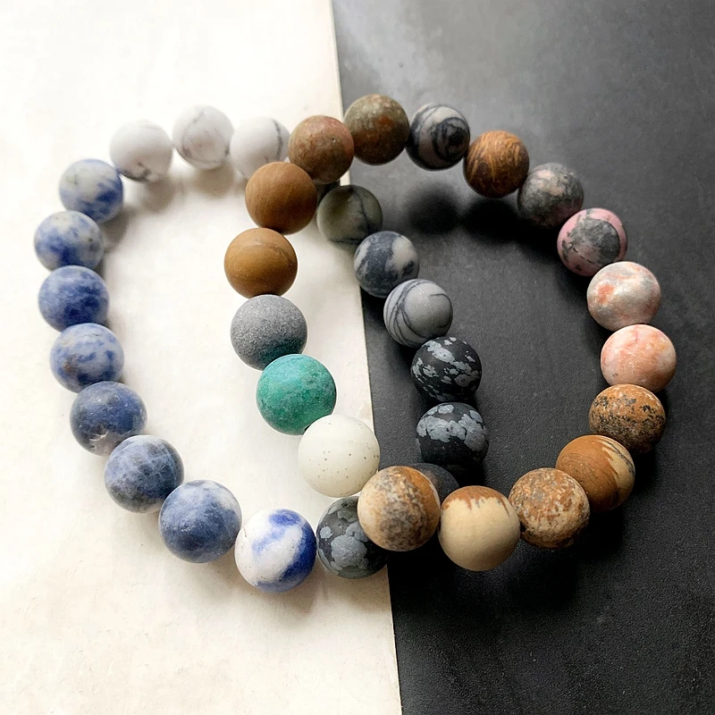Матовые бусины камни галактика планета браслет натуральный камень для мужчин и