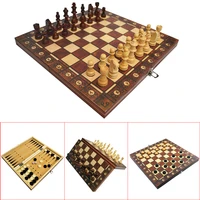 3 in 1 large magnetic wooden folding chess set felted game board interior storage adult kids gift family game chess board