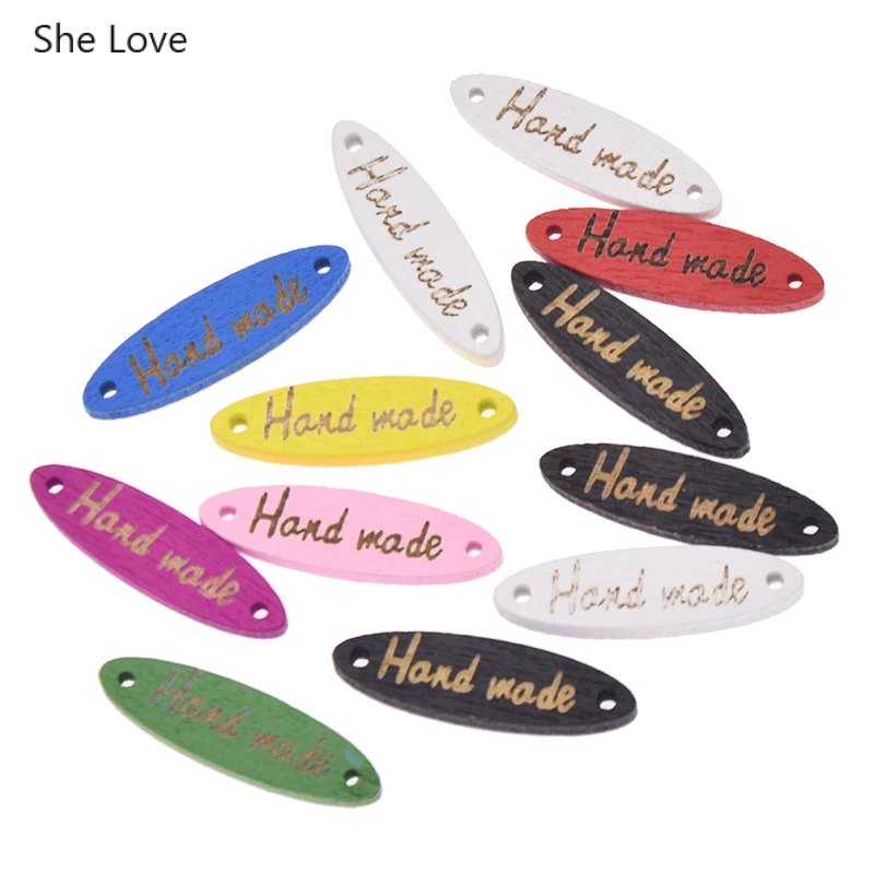 Chzimade 50 шт./лот красочные деревянные этикетки с логотипом бренда ручной работы для