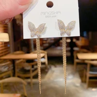 light luxury zircon butterfly atmosphere a two wear temperament with long tassel earrings and personality earrings for women