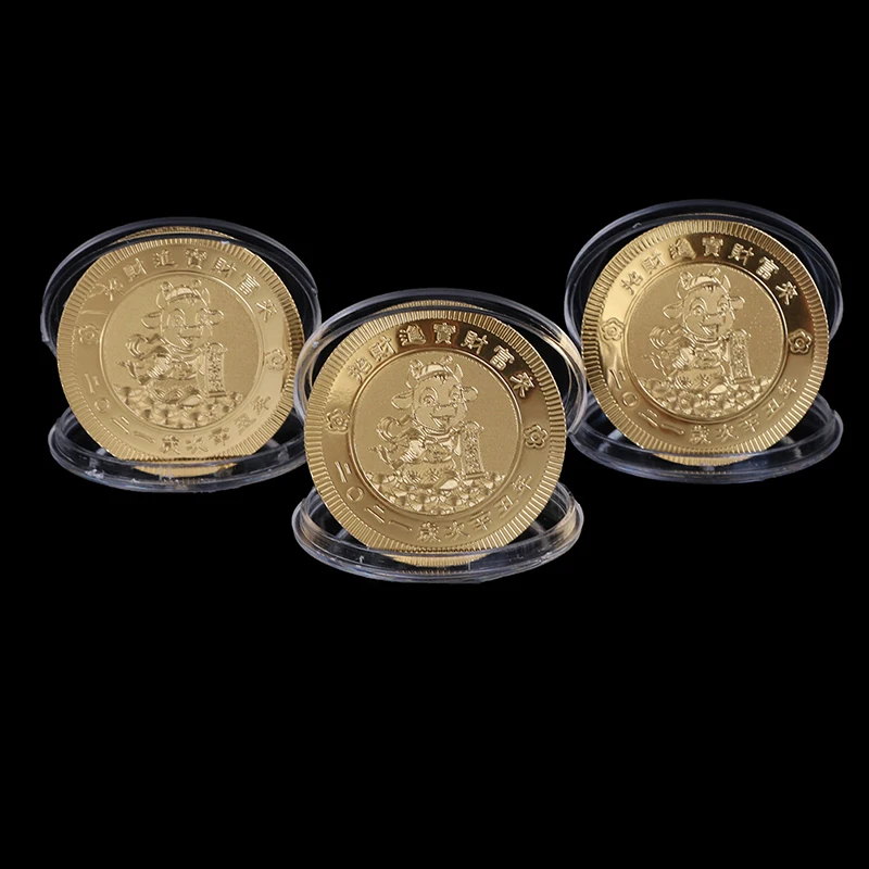 1 шт 2021 год быка памятная монета Китайский Зодиак Сувенир Монета Новогодний