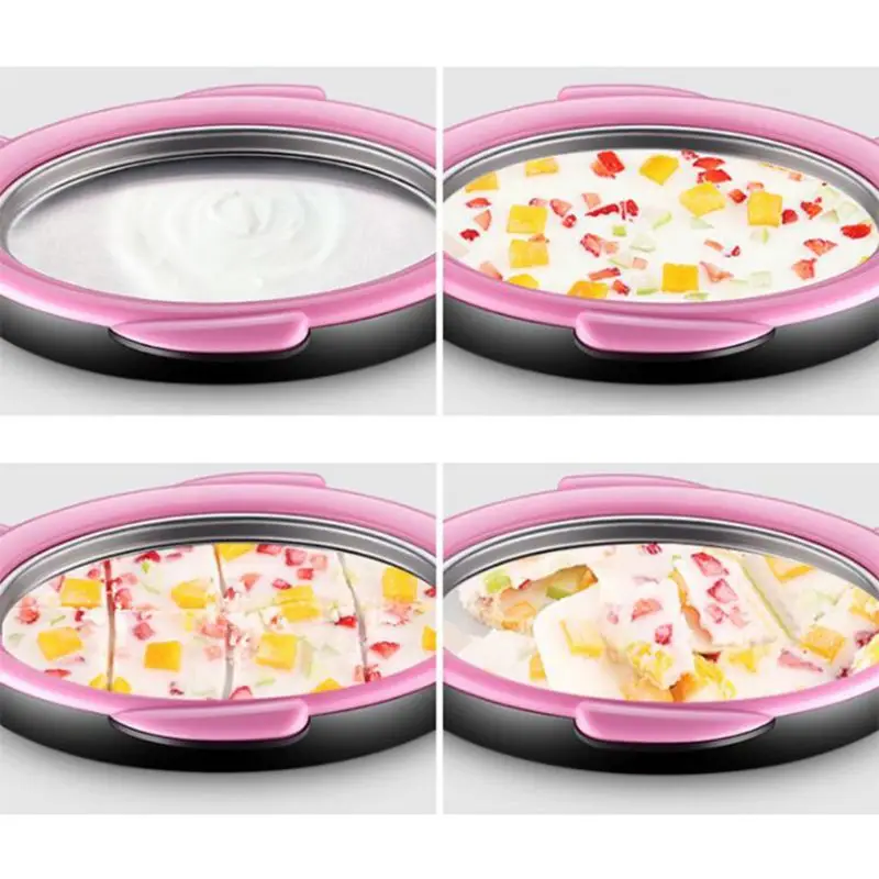 

Fried Yogurt Machine Household DIY Preparing Ice Cream Rolls with 2 Spatulas