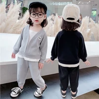 kid sets girls autumn suit new fake three piece suit pure cotton fashion 4 8 10 12 ages girls outfits