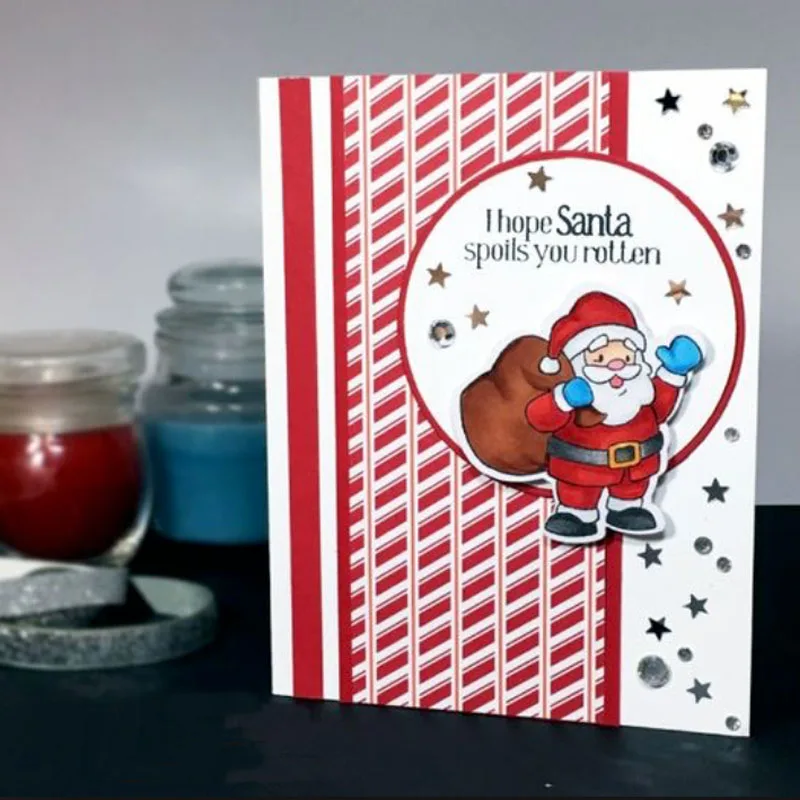 Очаровательный Санта Клаус отправляет вам рождественские штампы + прозрачный