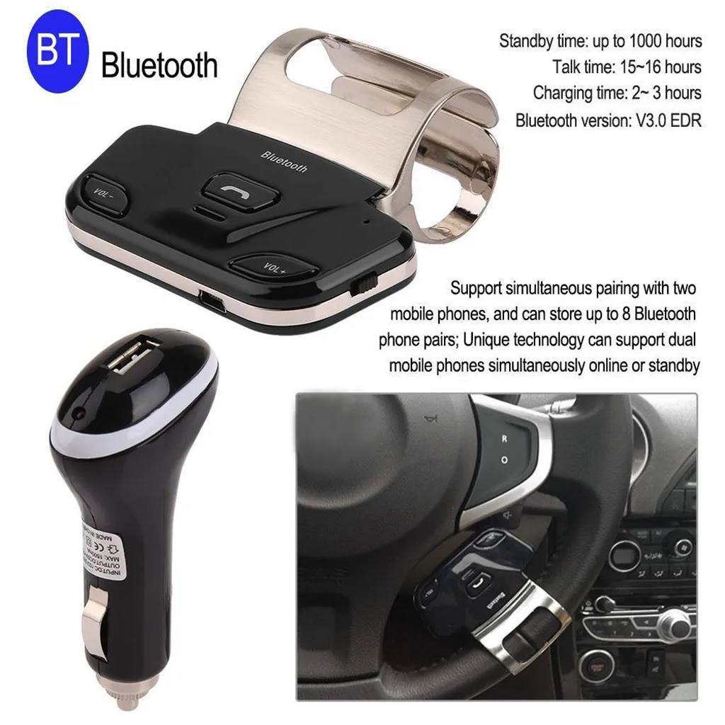 Беспроводной bluetooth ресивер на рулевое колесо громкая связь MP3 плеер для iphone