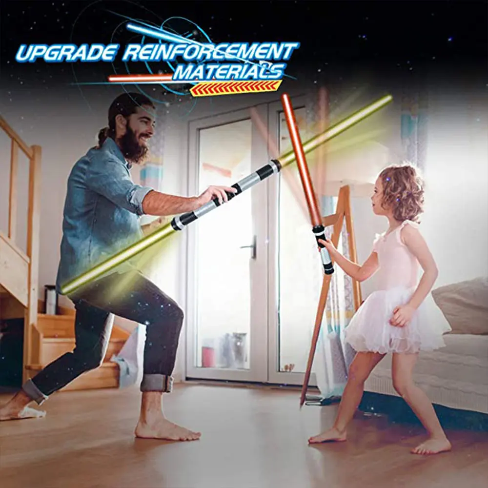 

2-in-1 Toy Double Sword Toys with Sound Laser Lightsaber Children's Birthday Present Parent-Child Interactive Toy