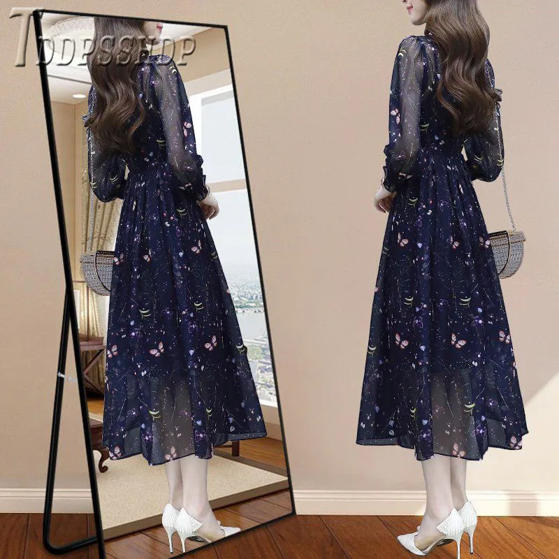2019 цветочное шифоновое женское платье корейское шикарное сказочное | Женская