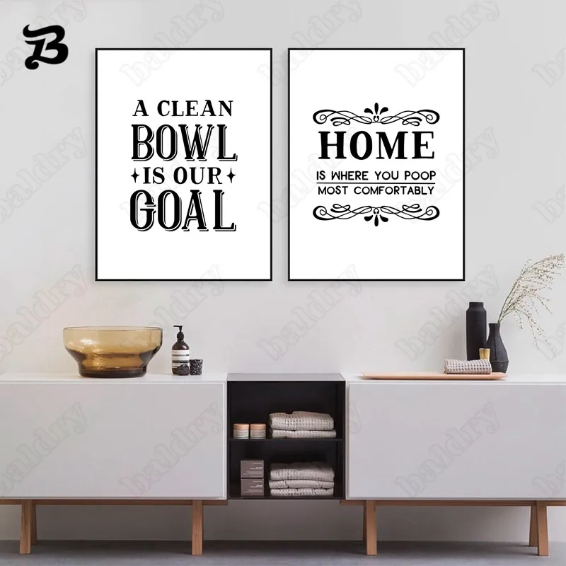 

Funny Bathroom Wall Art Decor Modern Minimalist Posters and Prints Canvas Painting Quote Print Wall Pictures Toilet Decoration