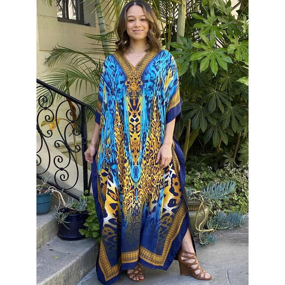 

Повседневный купальник Bsubseach в стиле бохо с этническим принтом, Пляжная накидка с коротким рукавом, домашняя одежда, кафтан, платья, женское летнее платье