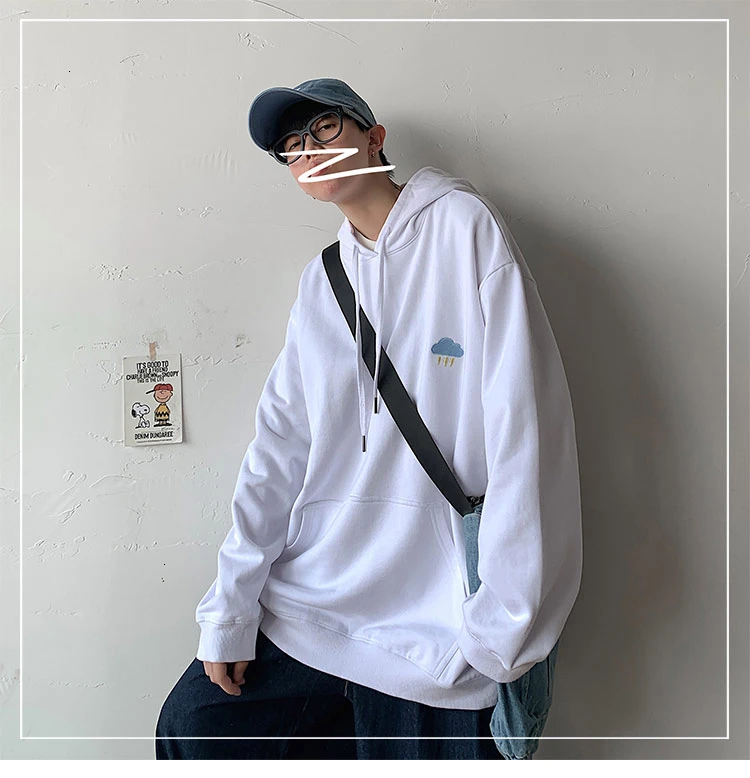 

Men Hoodies Korean The Weather Printed Men Hooded Sweatshirts Autumn Man Casual Oversized Hoodies Pullovers Japanese Streetwear