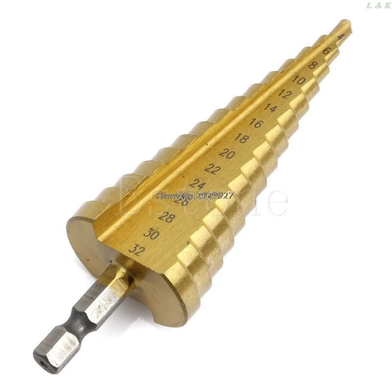 

1Pcs Titanium HSS Steel Step Drill Bit Hole Cutter Tool 4-12mm 4-20mm 4-32mm M03 dropship