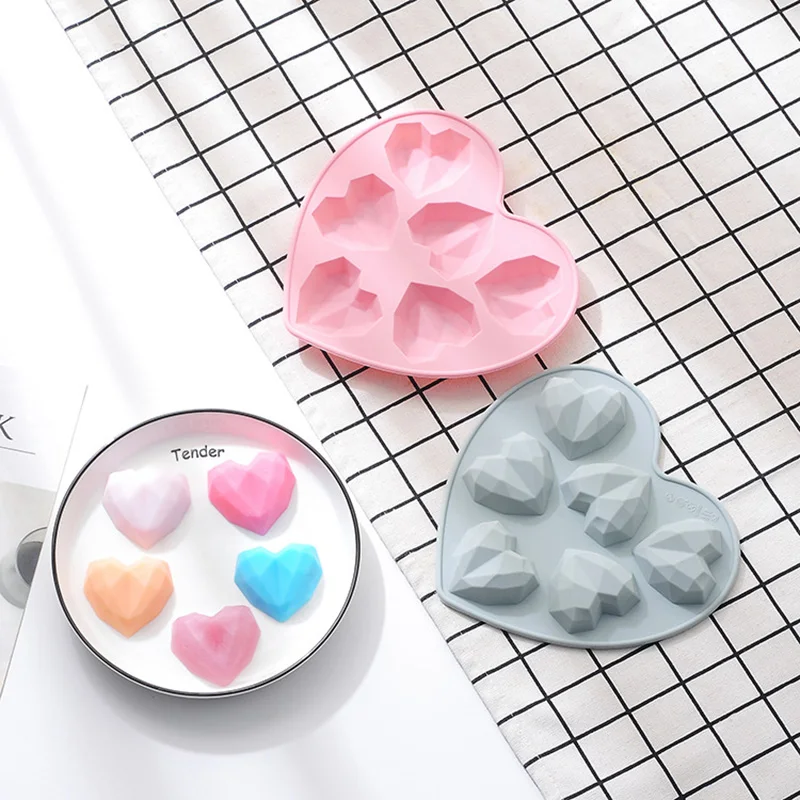 

Silicone Love Cake Mould DIY Jelly Candy Pudding Chocolate Mold 6 Cavity Diamond Heart Shape Fondant Decorating Soap Candle Tool