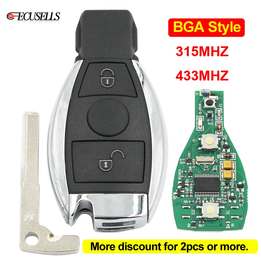 Умный Автомобильный ключ дистанционного управления с 2 кнопками 315 МГц или 433 NEC BGA