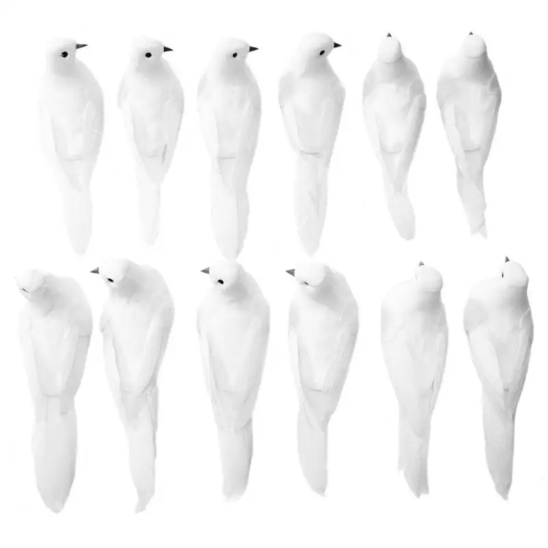 12pcs D 12 шт. красочные/чисто белые Искусственные Птицы домашний сад магазин декорации пена перо клип ремесла декоративные украшения - Цвет: 12pcs D