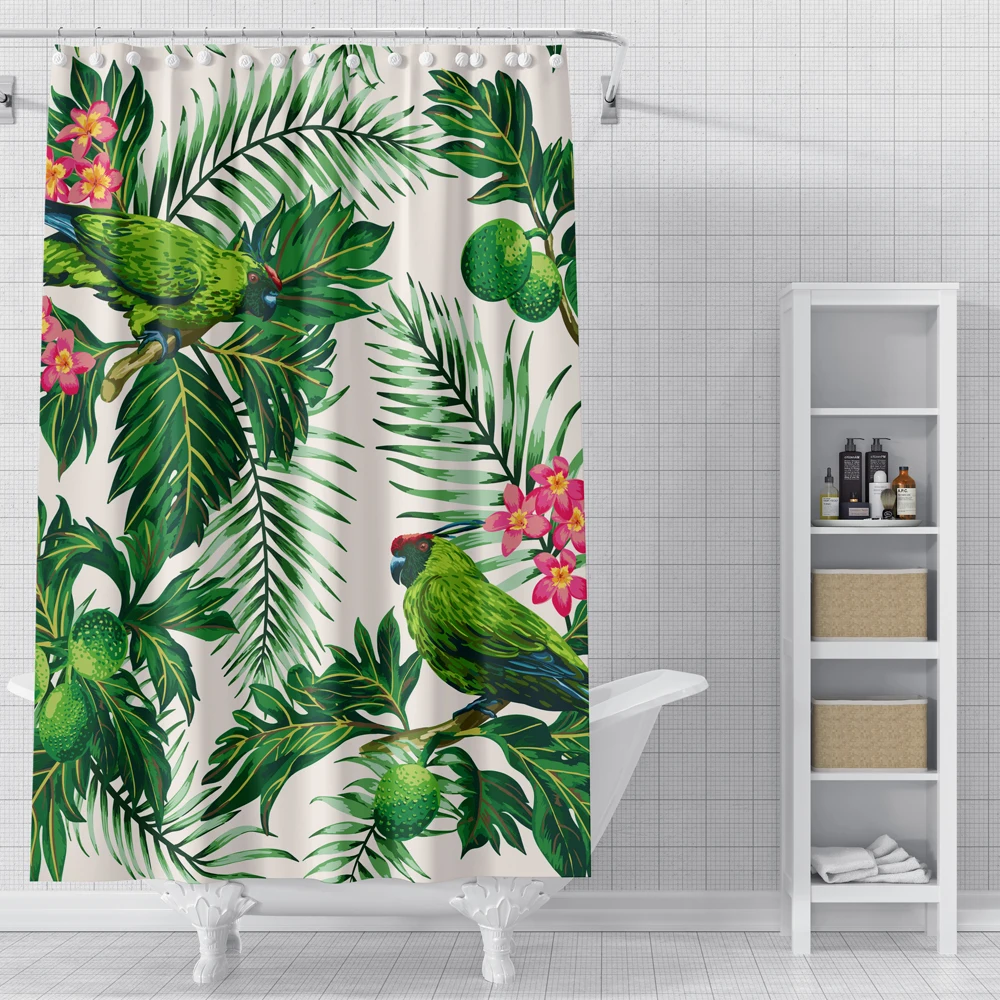 Тропические листья занавеска для душа ванны с цветочным узором