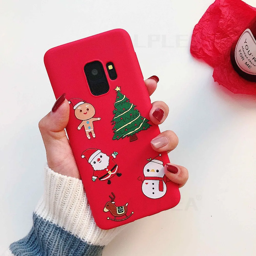 Одежда для сна из хлопка с рождественскими рисунками чехол для samsung Galaxy A50 A70 S8 S9 плюс S10 Note 8, 9, 10, плюс A10 A20 A30 A40 Санта Клаус Мягкая обложка