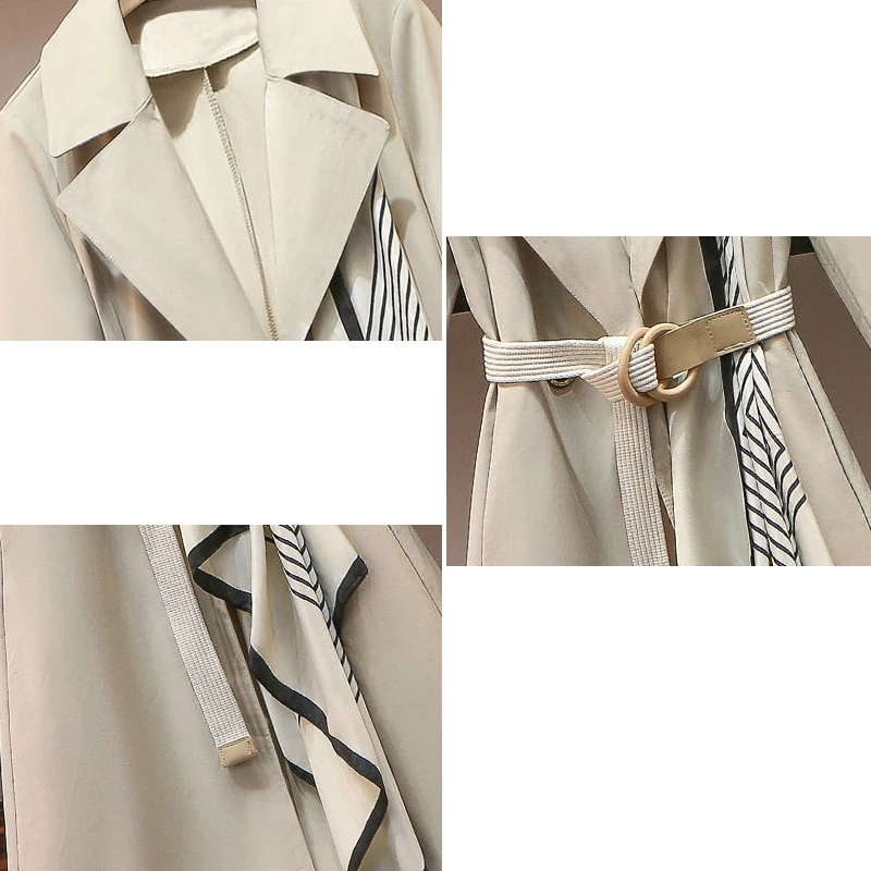 

Women Trench Sashes Ribbons Loose Fashion Double Breasted Slim Female Trendy Design Elegant Leisure Chic Solid Long Sleeve New