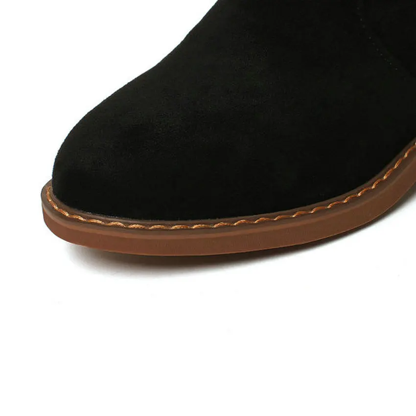 Женские ботинки на молнии QUTAA повседневные из флока с закругленным носком