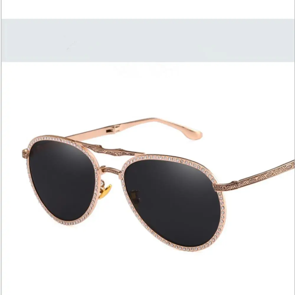 

2020 Top Quality Luxury Folding Metal Diamond Sunglasses Women Brand Designer Sun Glasses for Female Men Clear Eyewear