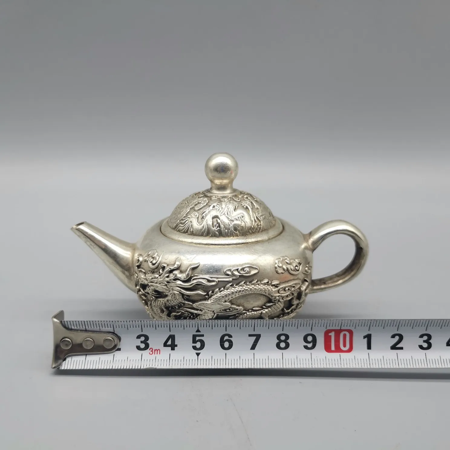 

Collection Old Tibetan Silver Hand Carved Dragon and Phoenix Teapot w Xuande mark