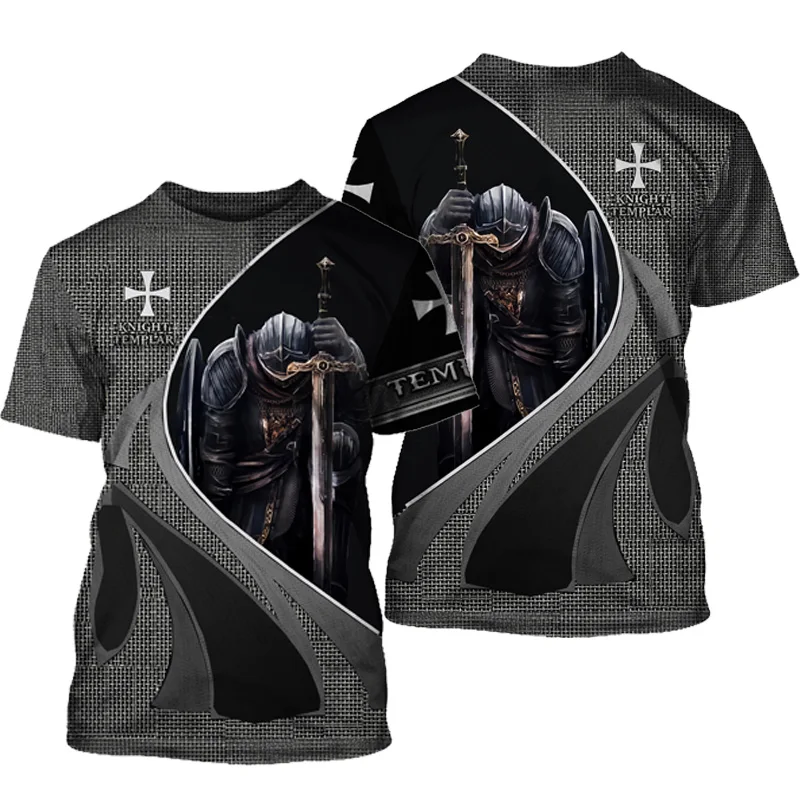 

Crusader Knight Fashion Summer Trend Men's T-shirt 3D Printing Viking Myth Street Harajuku Casual Comfortable Loose Oversize Top