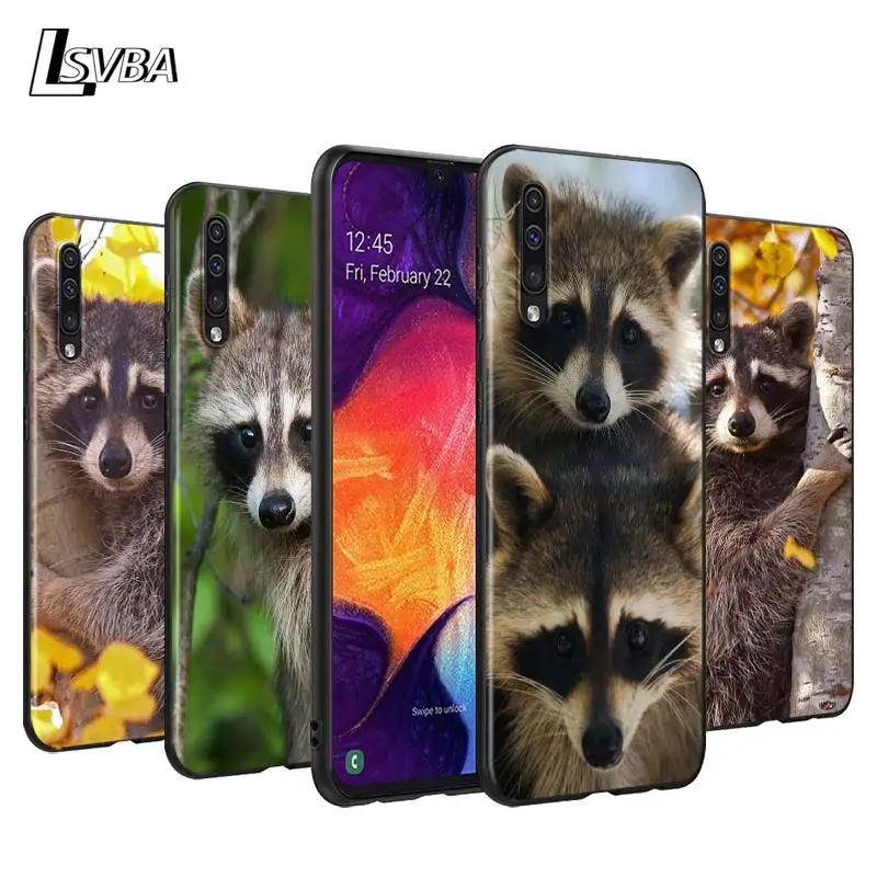 

Cute baby Raccoon Back Silicone Phone Case for Samsung Galaxy A90 A80 A70S A60 A50S A40 A20E A20 A10S Soft Black Cover