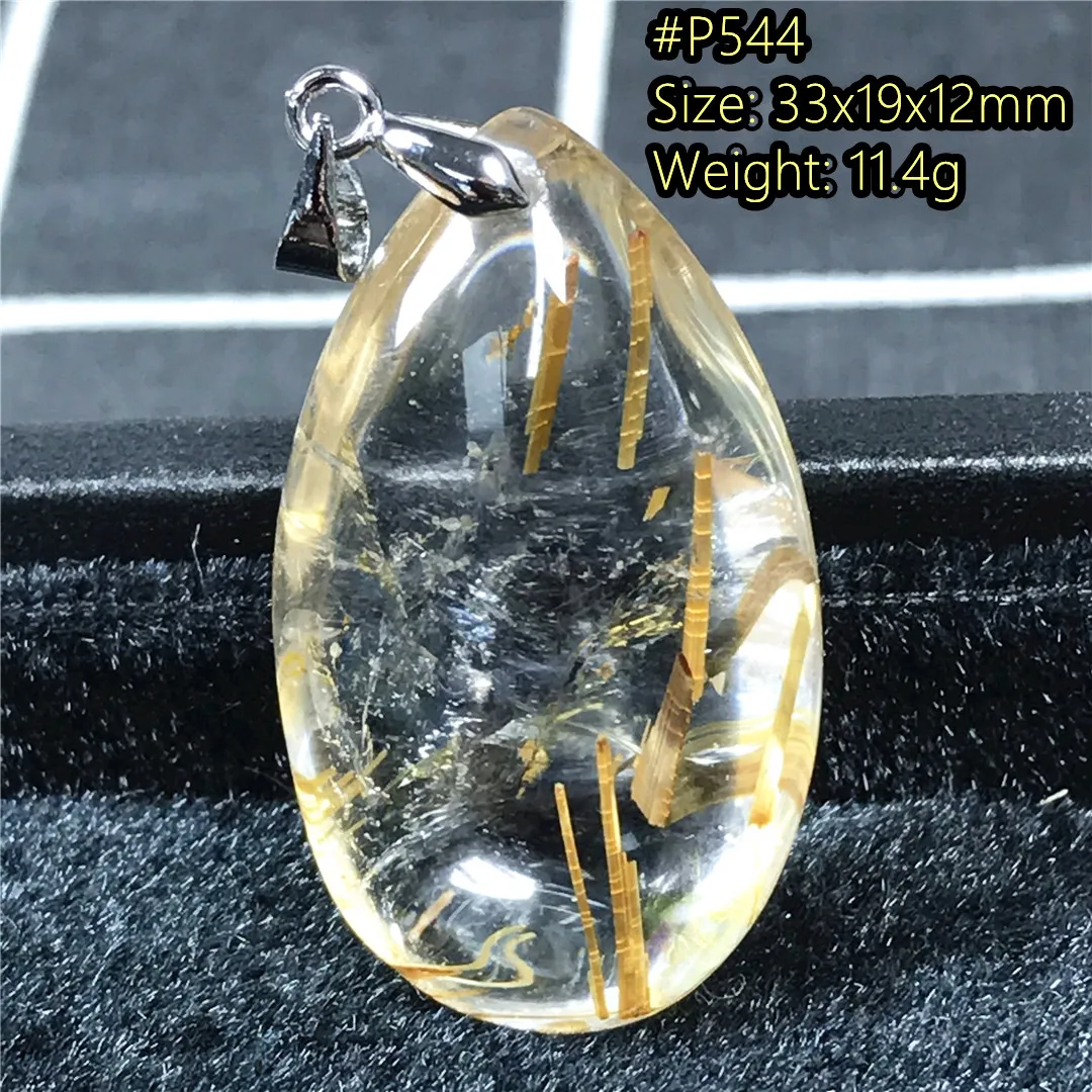

Подвеска из натурального золотого рутилированного кварца для женщин, леди, мужчин, 33x19x12 мм, бусины, драгоценный камень, Серебряные Кристалл...