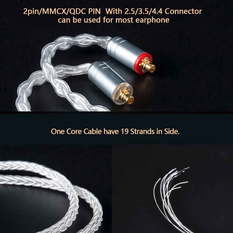KBEAR 16 жильный чистый провод Mmcx 2 контактный QDC TFZ оригинальный заменяемый кабель 5
