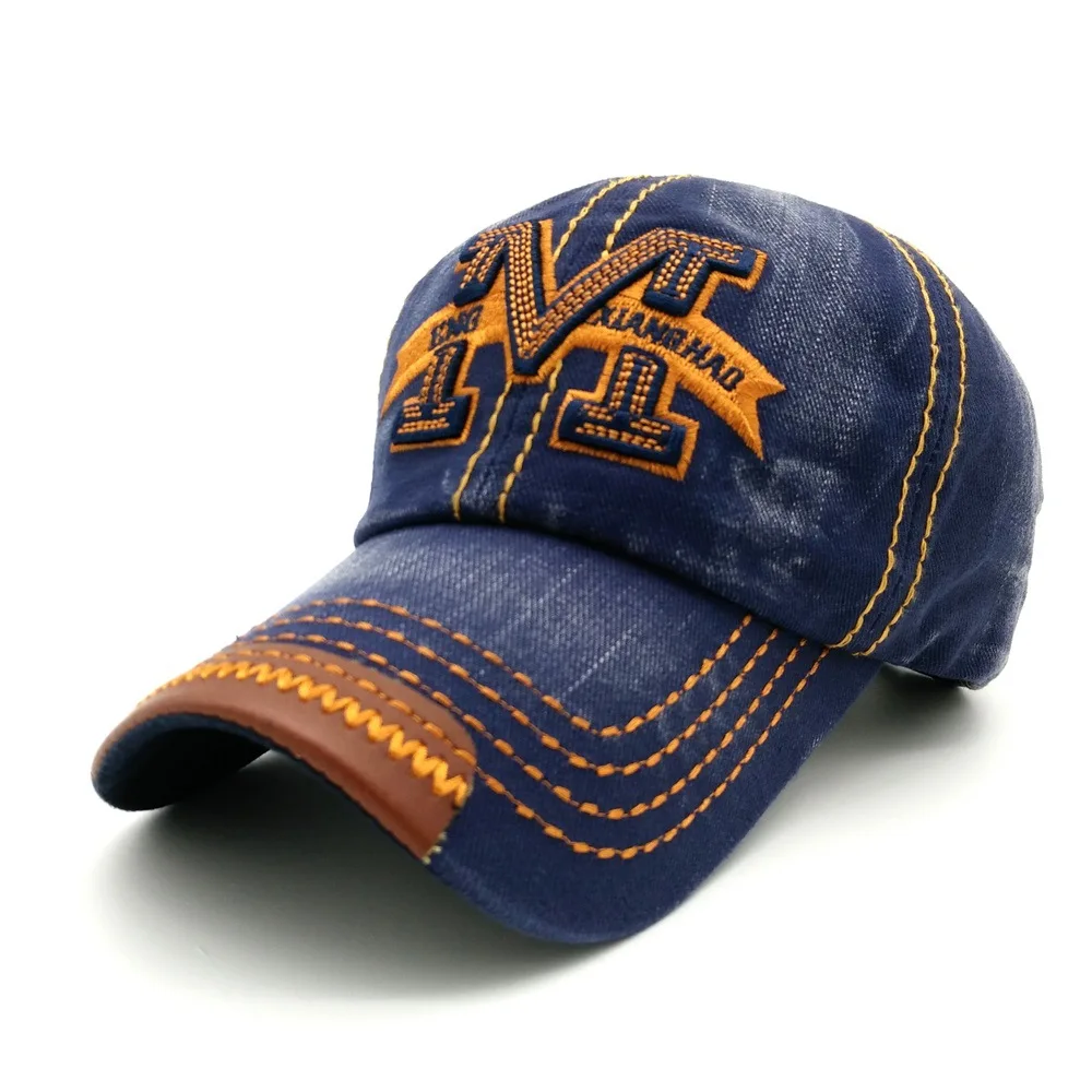 

Washed cowboy baseball cap Korean retro cap letter M men's and women's used foreign trade cap