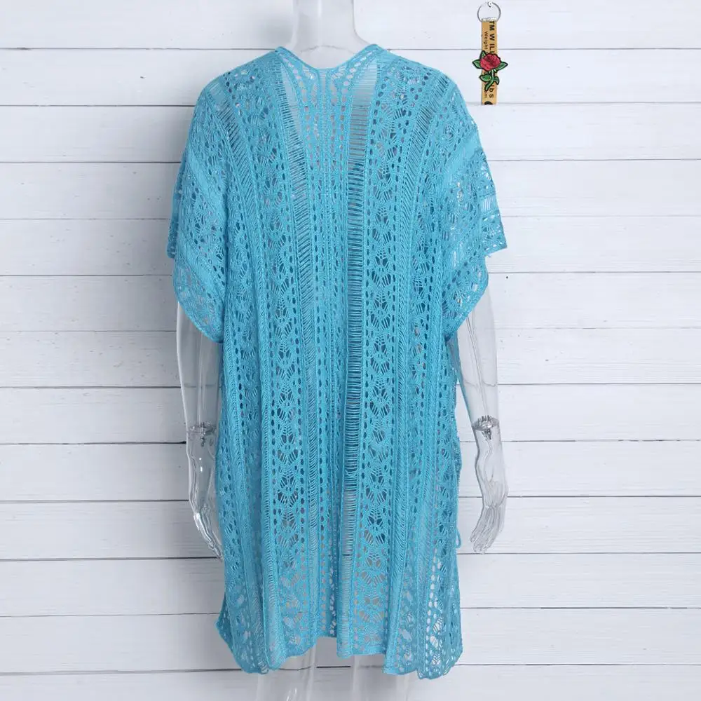 Трикотажное парео пляжное платье 2018 купальный костюм с открытой кроше