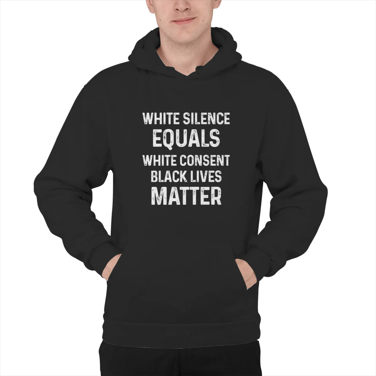 

Men's Hoodie White Silence Equals Black Lives Matterlong Sleeve Oversized Streetwear Hip-Hop Hoody Sweat Homme 42445