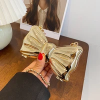 mini bow metal evening bags for women fashion chain silver gold shoulder crossbody bag ladies messenger bag clutch and purses