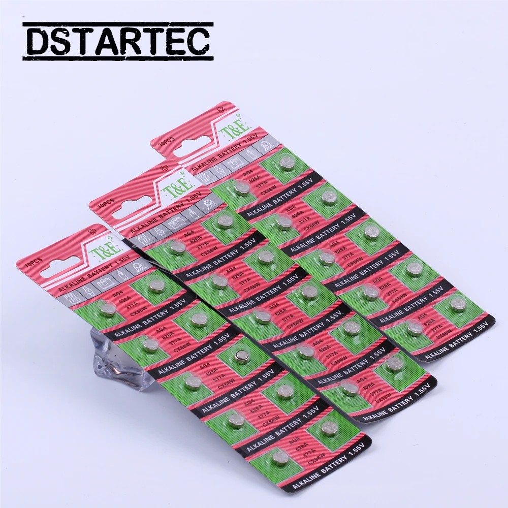 10 шт. кнопочная Батарея 1,55 V AG4 377A 376 LR66 LR626 SR626SW SR66 SR626 AG 4 D377 GA4 177 565 щелочные батареи таблеточного батарейки-таблетки