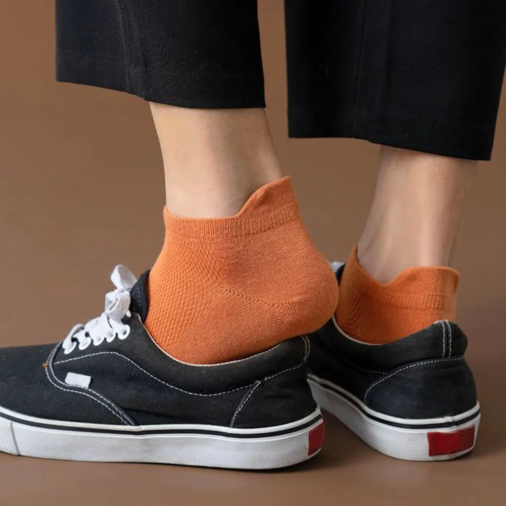 

Men Short Socks Breathable Cotton Ankle Socks Sweat-Absorbent Invisible Socks Comfortable Solid Color Casual Socks 5Pair