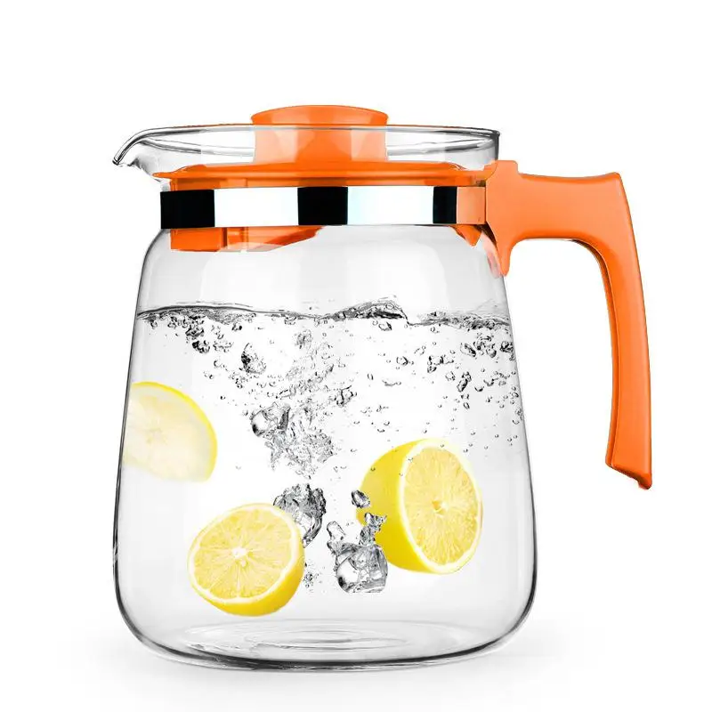 2000ML orange 2000 мл/1500 мл чайник для холодной воды большая емкость усиленный стеклянный кувшин домашняя посуда кипящий горшок для сока графин рукоятка - Цвет: 2000ML orange