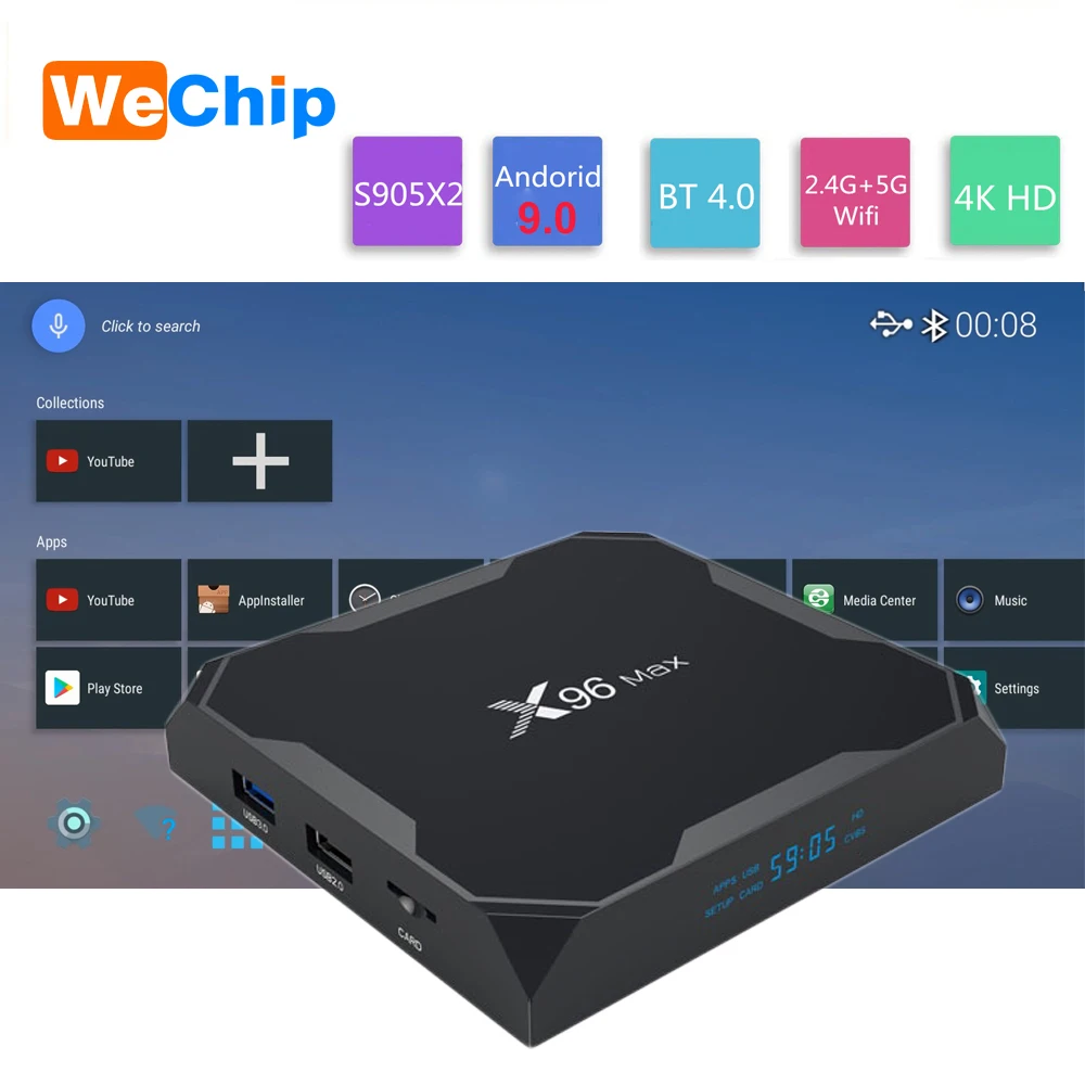X96MAX Smart tv BOX Android 9,0 Amlogic S905X2 LPDDR3 Четырехъядерный 4 Гб 64 Гб 2,4G& 5 ГГц Wifi BT 4,0 1000M 4K HD 4 Гб 32FG X96 Max Box