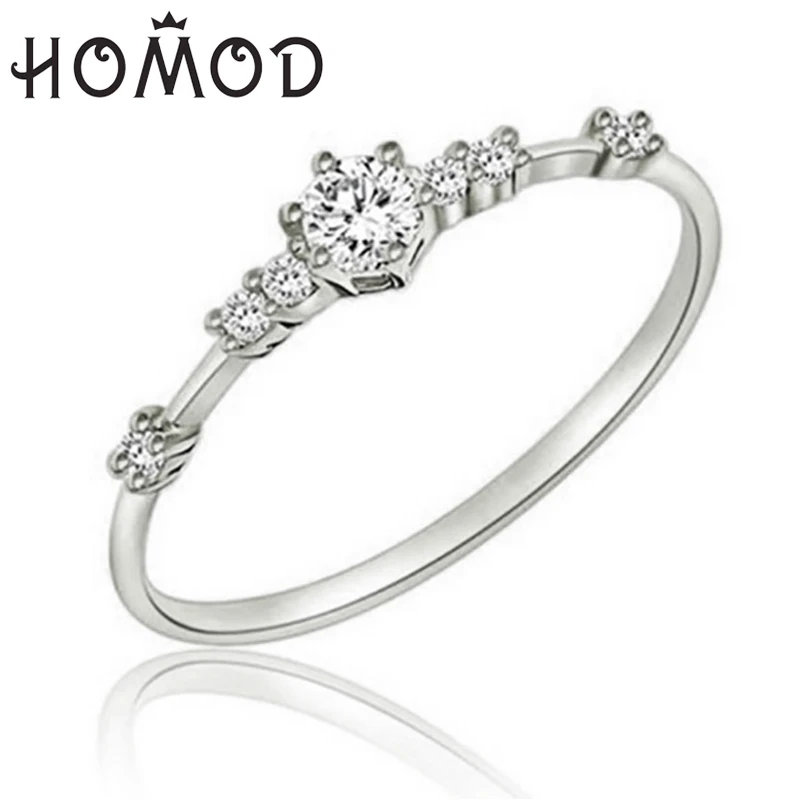 Silver Color HOMOD Новинка модные женские туфли ювелирные изделия на безымянный палец, покрыто розовым золотом/Серебряный/Золотой Цвет кольца с кристаллами из страз 4/5/6/7/8/9/10/11 Размеры - Цвет основного камня: Silver Color