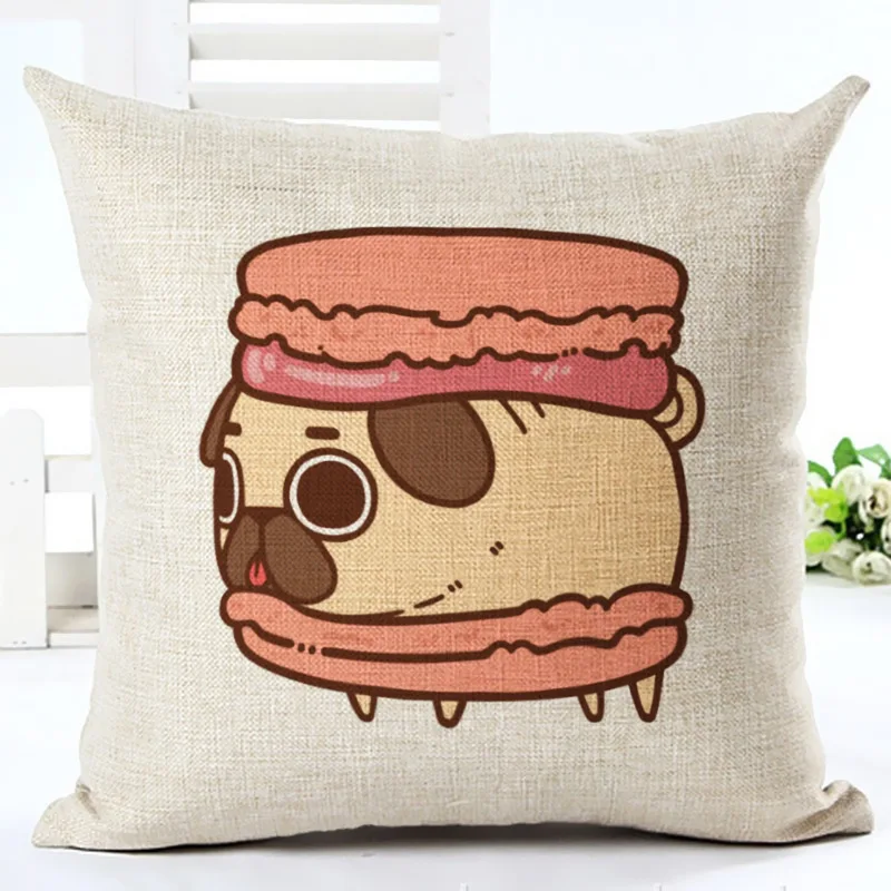 Креативный чехол для подушки в виде мопса мультяшный милый льняной дивана -
