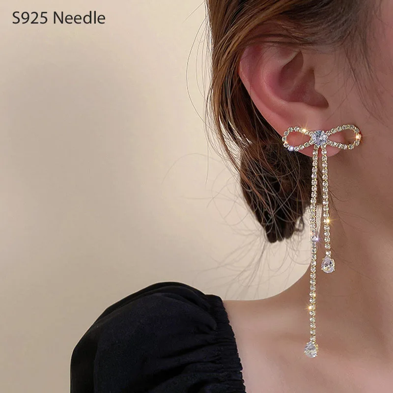 Женские длинные висячие серьги из серебра 925 пробы с подвесками | Украшения и