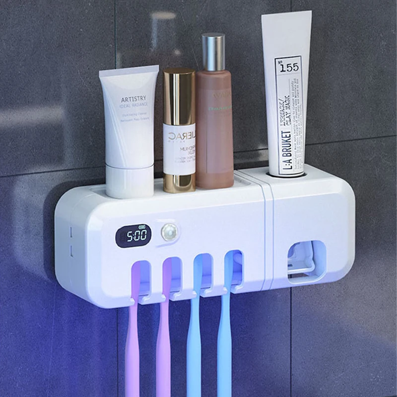 

Double Sterilization Electric Toothbrush Holder Strong Load-Bearing Toothpaste Dispenser Smart Display Bath Accessories