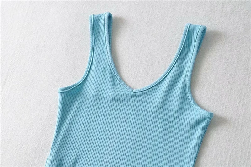 STVY 2021 летние женские модные короткие Стиль топ на бретелях без рукавов с вырезом