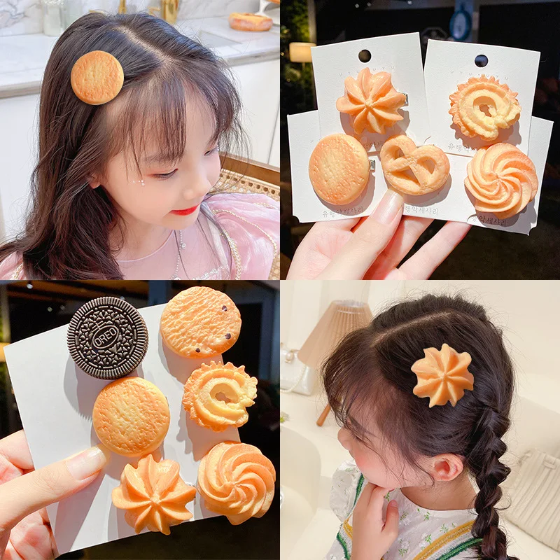 

Cute Girls Cookie Shape Hair Clip Hairpin Lovely BB Children Barrette Headwear Cartoon Funny Hairbands Accessoriess Ornament