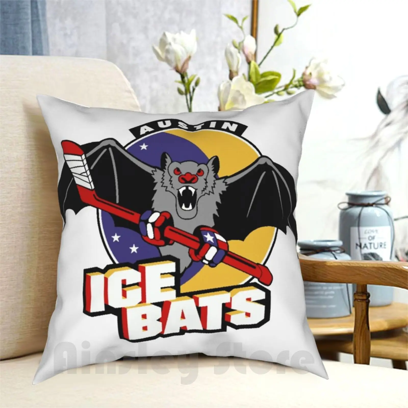 

Austin Ice Bats Vintage Hockey Logo Pillow Case Printed Home Soft DIY Pillow cover Austin Ice Bats Vintage Hockey Vintage