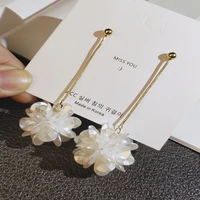 milangirl white flower earrings acrylic resin petal floral women long tassel dangle earring women handmade holiday party jewelry