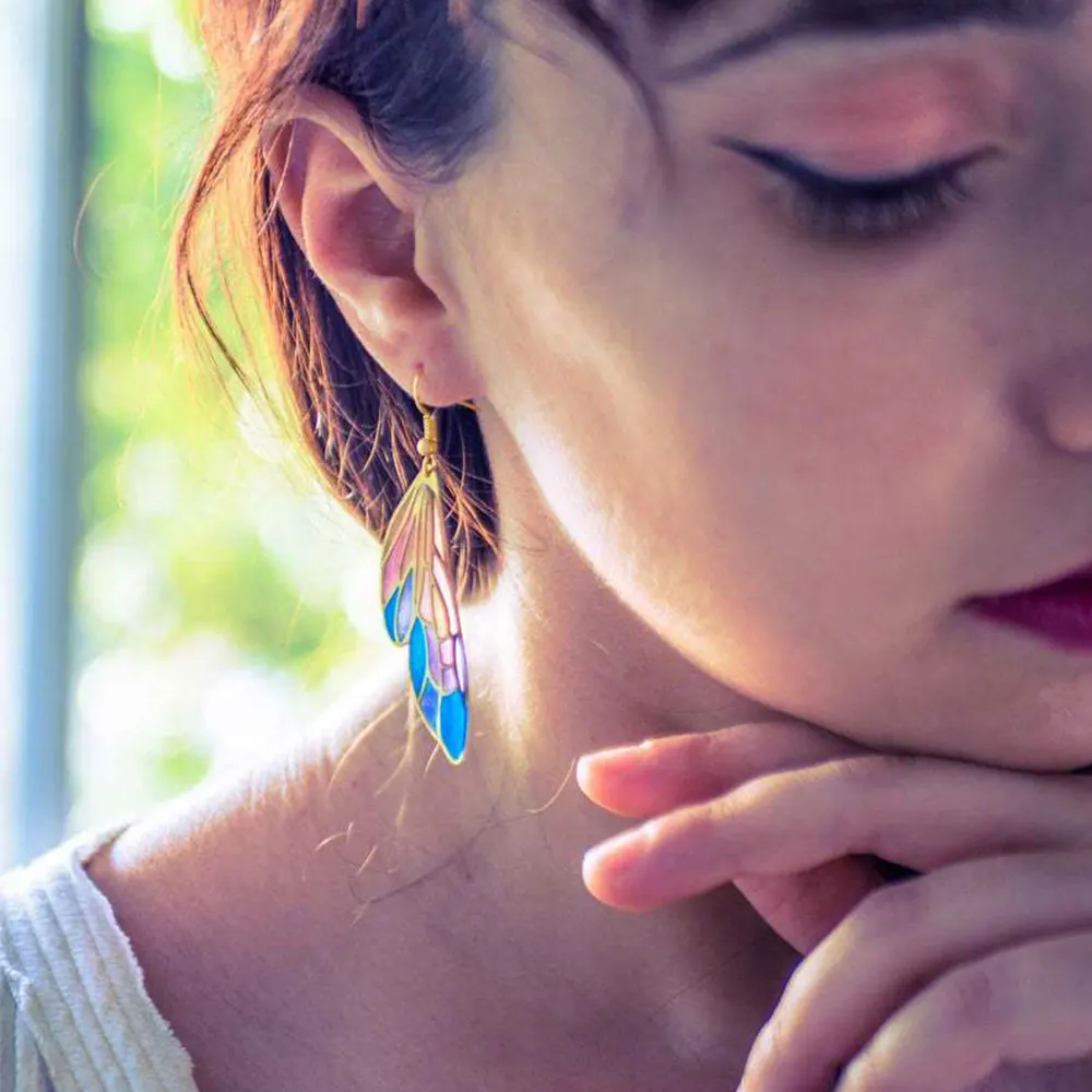 

Европейские и американские серьги с градиентными крыльями, шикарные стильные сексуальные серьги для вечевечерние, модные женские серьги