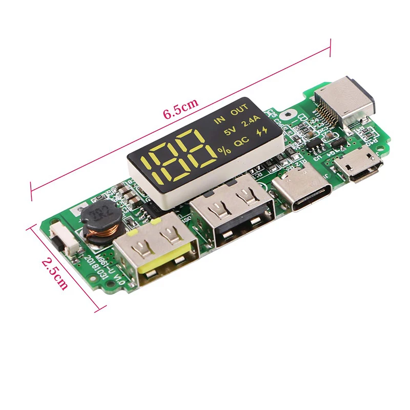 Внешний аккумулятор USB Type-C светодиодный ным дисплеем 18650 мАч защита от перегрузки