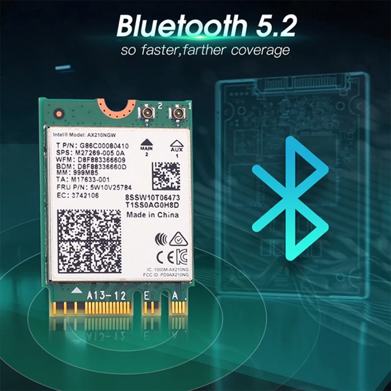 Intel AX210 AX210NGW Killer 1675x AX1675x Wi-Fi 6E 802.11AX двухдиапазонный 2 4G 5G 6G 5374 Мбит/с Bluetooth 5 M.2 NGFF
